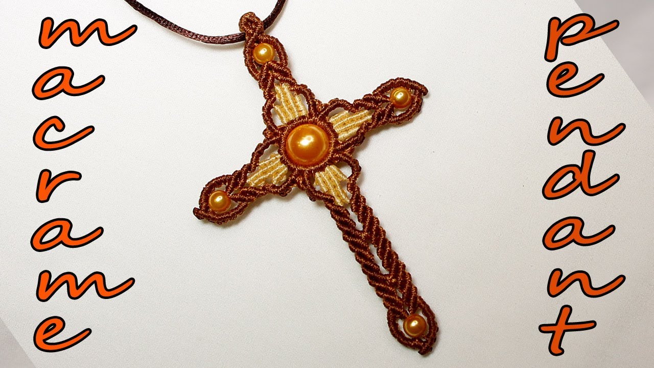 МАКРАМЕ КУЛОН КРЕСТИК. MACRAME CROSS PENDANT.
