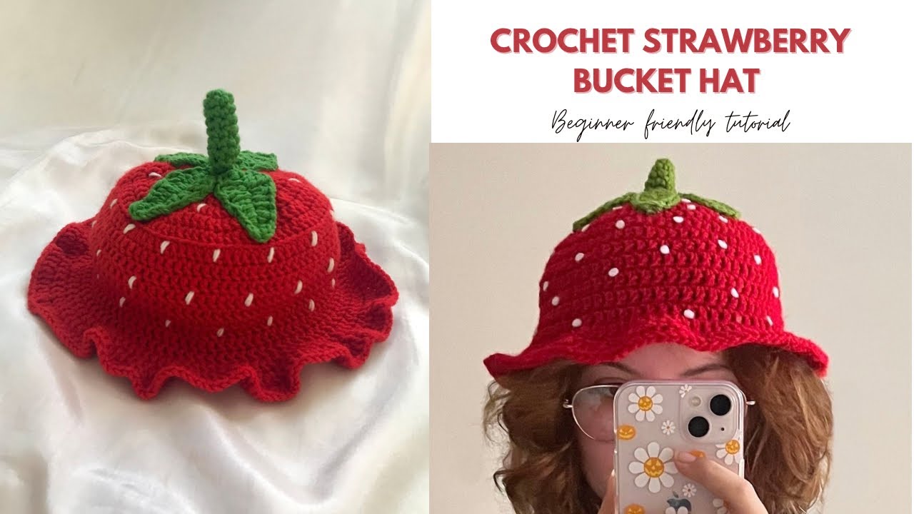 Crochet Strawberry Bucket Hat | Beginner Friendly Tutorial | EASY AND QUICK | #crochet #crochethat