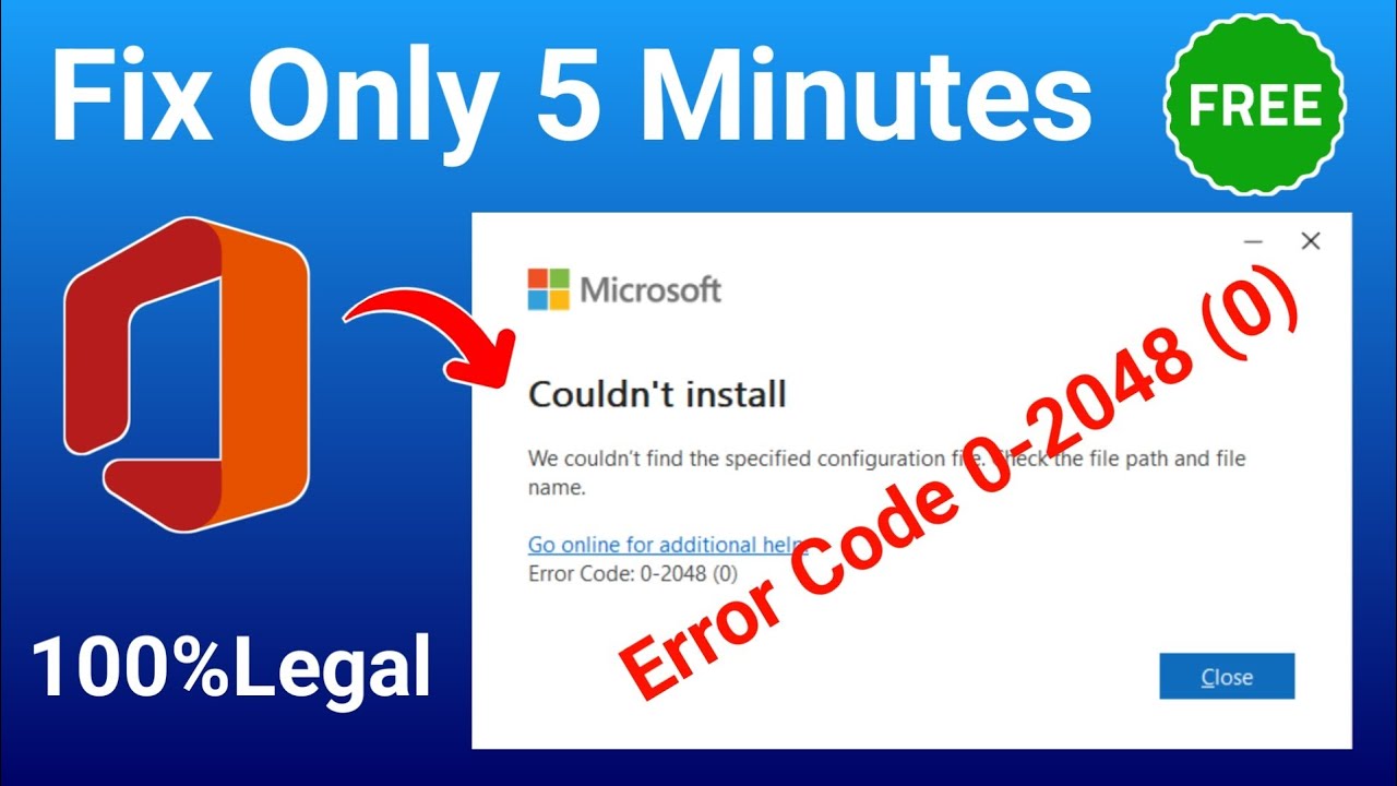 Fix Microsoft Office Couldn't Install Error Code 0-2048 (0)✅100%Solved Urdu/Hindi
