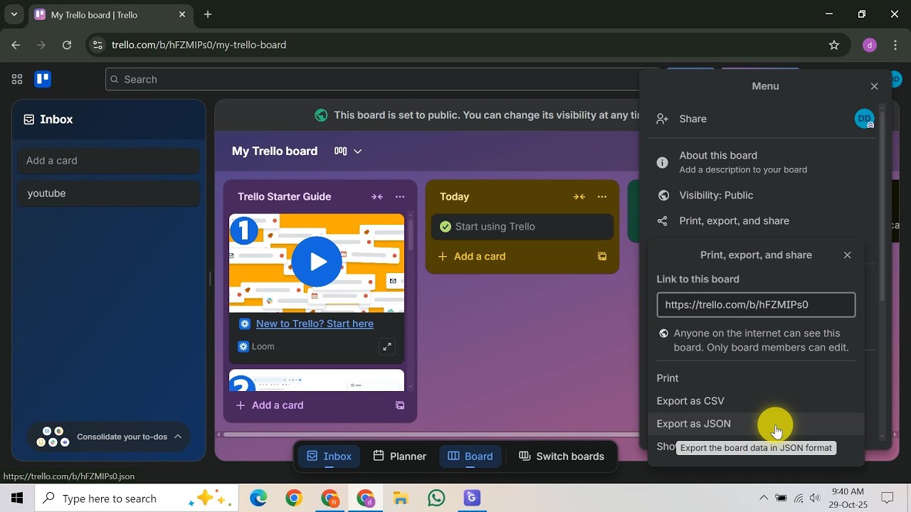 Как экспортировать данные Trello