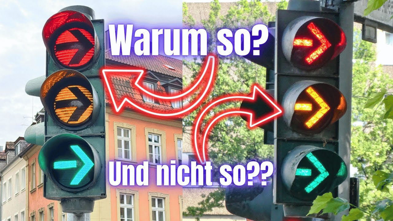 Warum sehen die Pfeile in Verkehrsampeln bei Rot und Gelb anders aus als bei Grün?