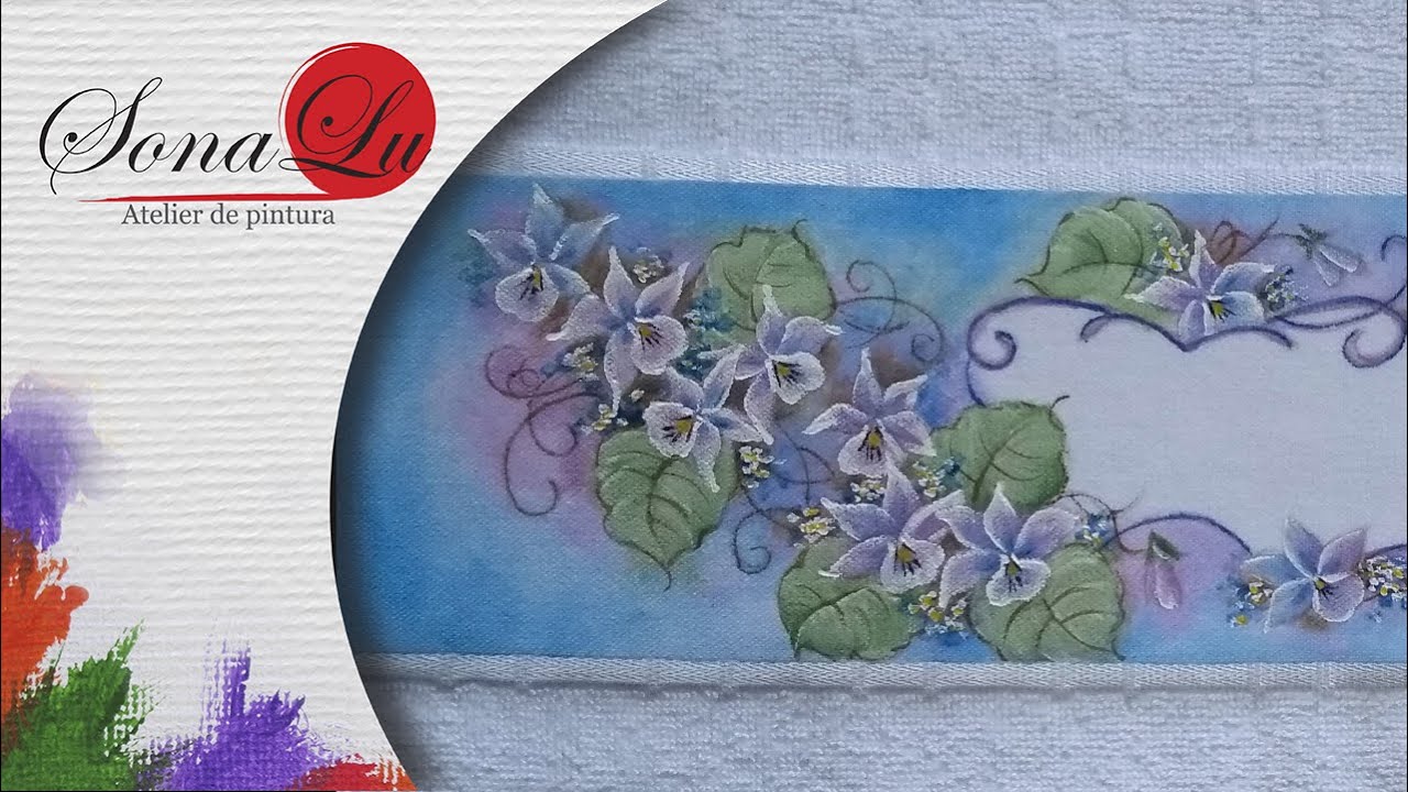Aula 518 - Arranjo de Violetas em Toalha de Rosto