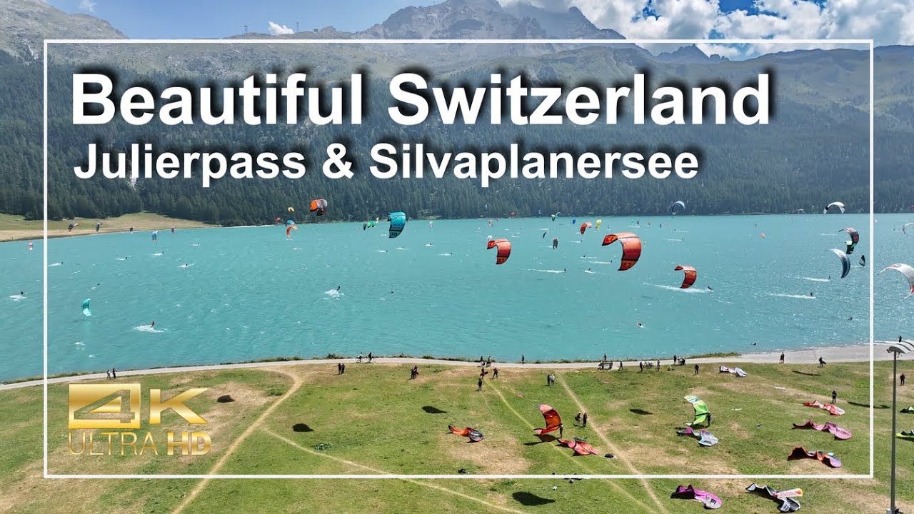 Julierpass & Silvaplanersee, Switzerland,Kitesurfen, 4 K Dronevideo, DJI Mavic 3