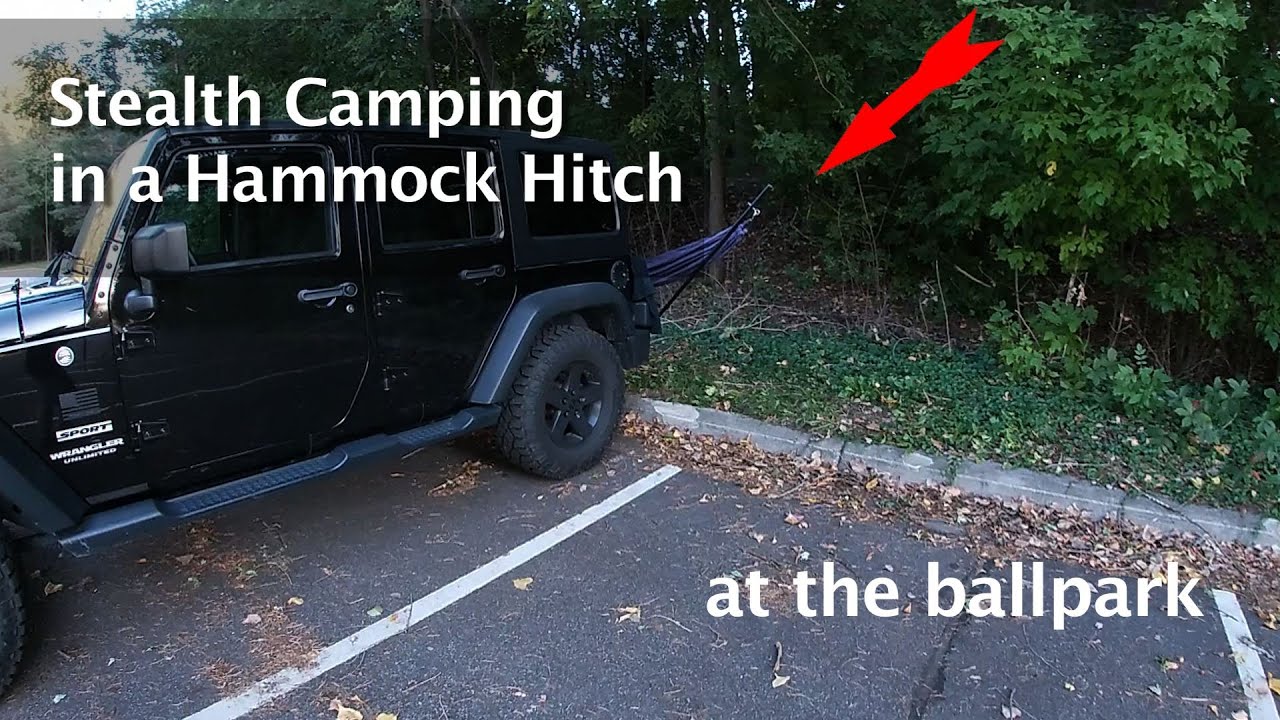 Hammock Hitch Stealth Camping on my Jeep Wrangler at the Ballpark