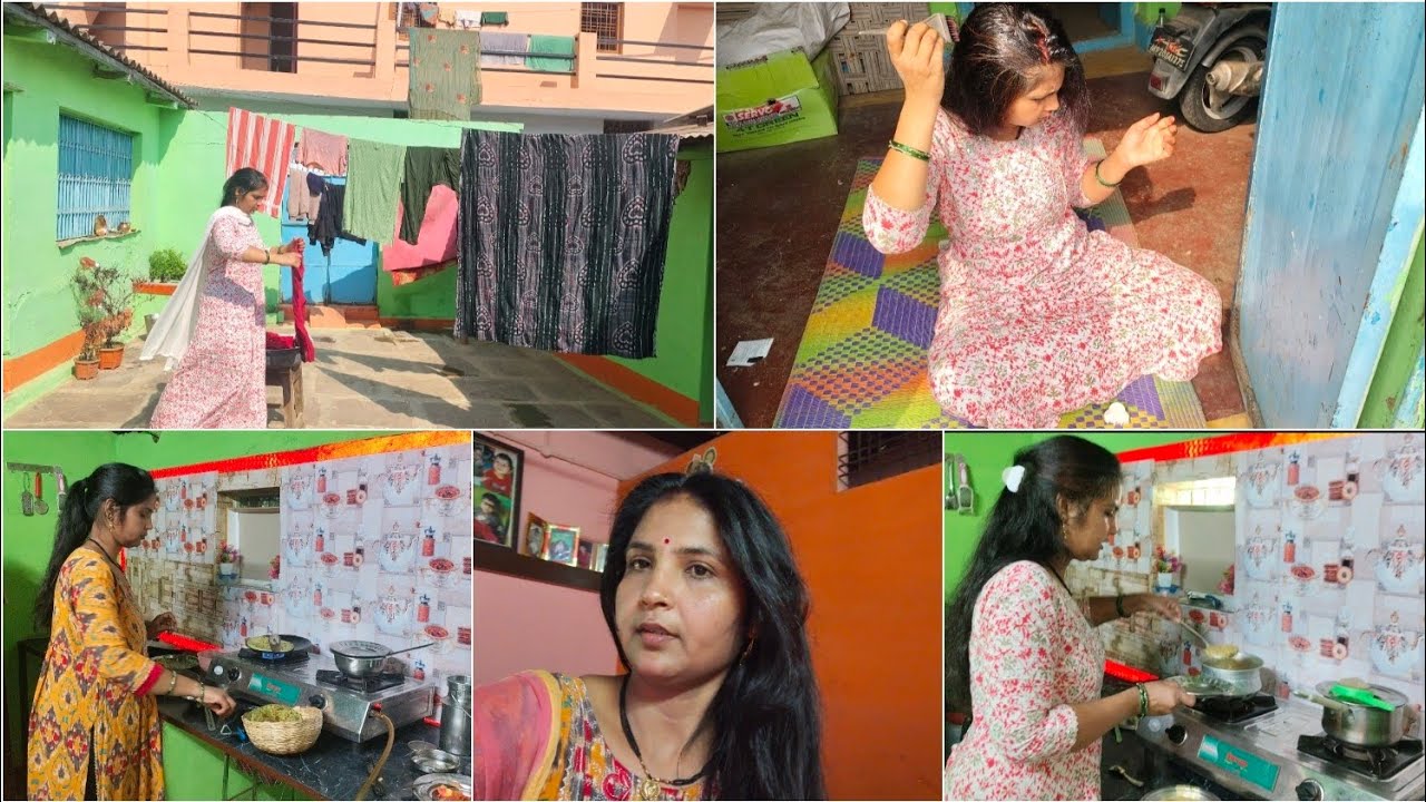 घर के कामों के साथ 💁आज किया बालों में कलर और बने पालक पनीरके Testy पराठेrecip 