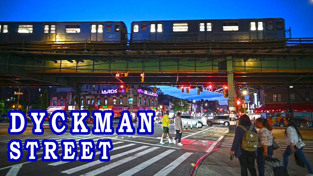 Dyckman Street friday night walking in dusk