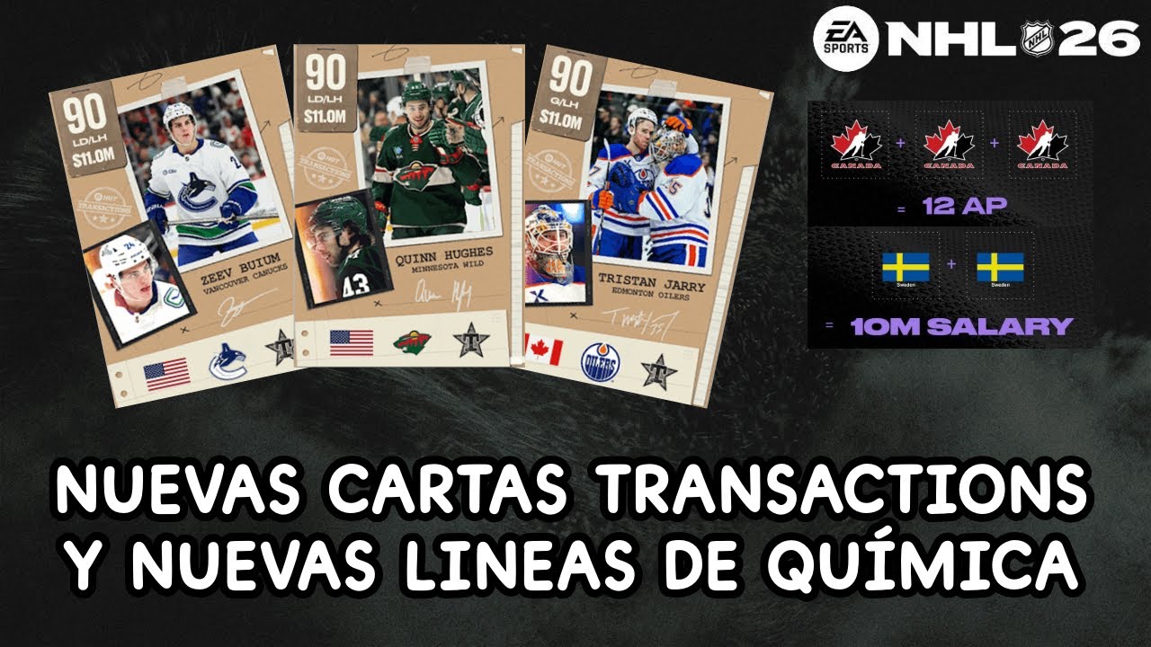 NUEVAS CARTAS TRANSACTIONS Y LINEAS DE QUÍMICA EN LA SEMANA CHEL WEEK | CONTENIDO DE NHL 26