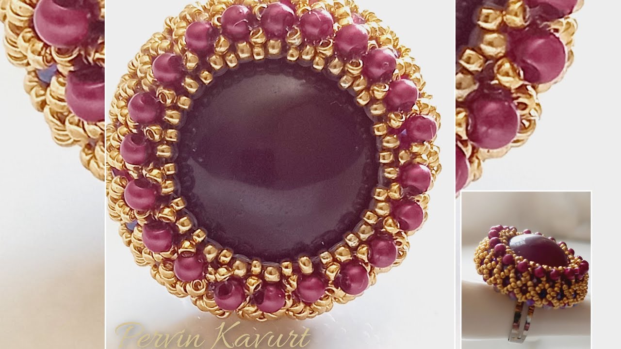 Boncukla kafesli yüzük yapımı l Ring making with beads.
