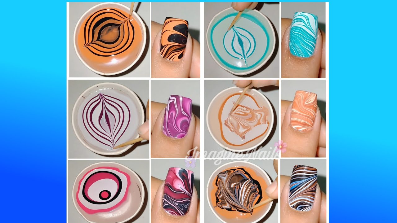 Easy Water Marble Nailart Design 💦💅🏻