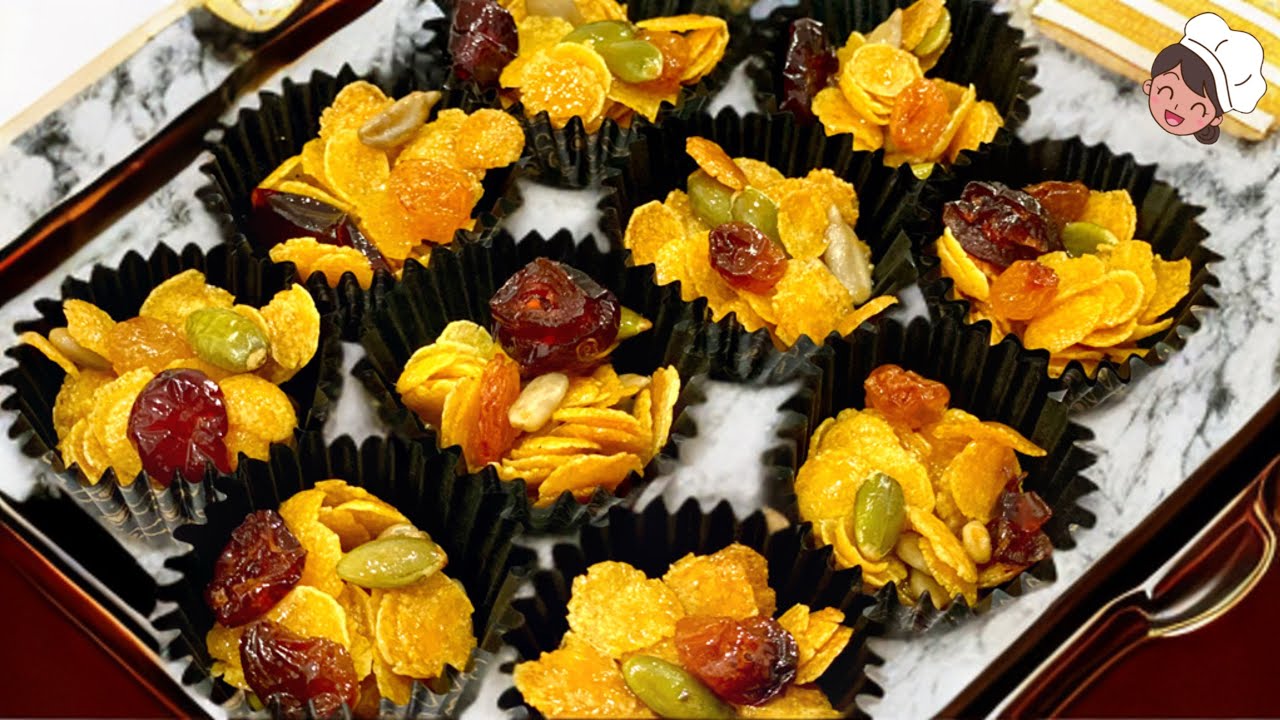 年饼必备! 迷你烤坚果玉米片 | 金玉满堂玉米片 | Golden Honey Cornflakes With Mix Nuts Recipe #96