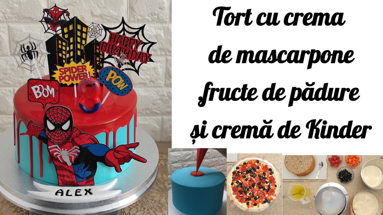 Tort cu crema de mascarpone,fructe de pădure și cremă de Kinder