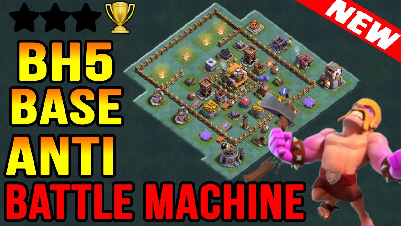 Best Builder Hall 5(BH5) Base Anti Battle Machine W/REPLAYS | Clash of Clans New Update 2017
