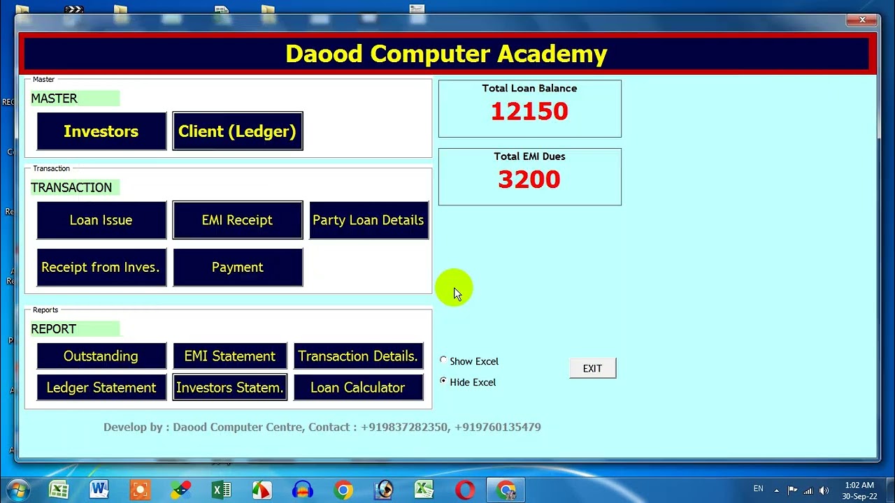 Daood Microfinance Software in Excel VBA in Hindi