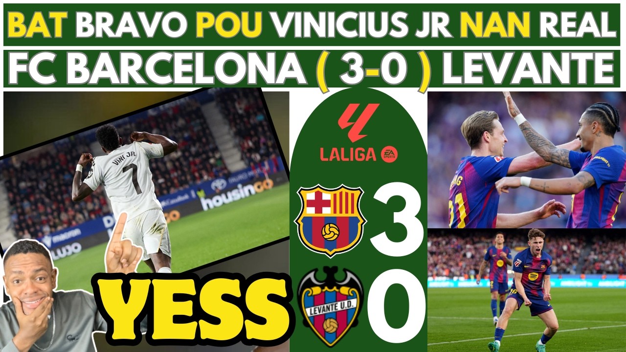 Fanatik yo SELEBRE, VINICIUS sou wout BAT yon GWO REKÒ nan REAL MADRID - FC BARCELONA 3-0 LEVANTE...