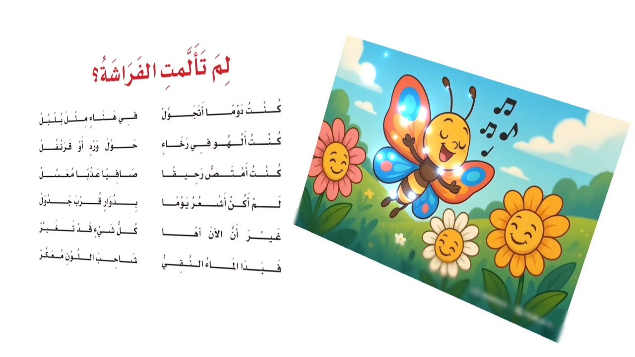 لم تألمت الفراشة ؟ - كنت دومًا أتجوّل -  أنشودة | الصف الرابع