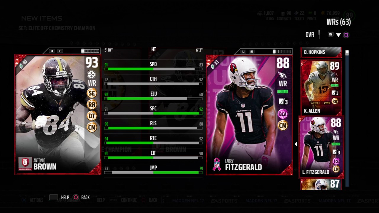Madden 17 MUT Offense Elite Chemistry Set Done 93 ANTONIO BROWN !!