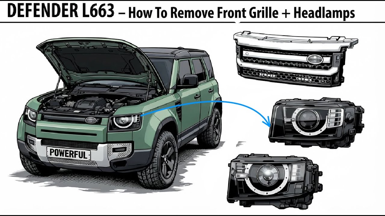 How to Remove Front Grille / Headlight Surround / Headlamps on New Land Rover Defender L663