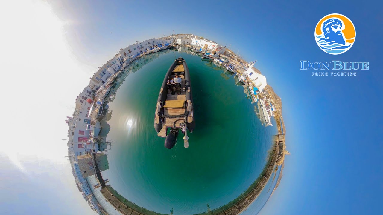 Amazing Mini boat tour around Naousa port /Paros - 360 camera | Don Blue Yachting | Mykonos