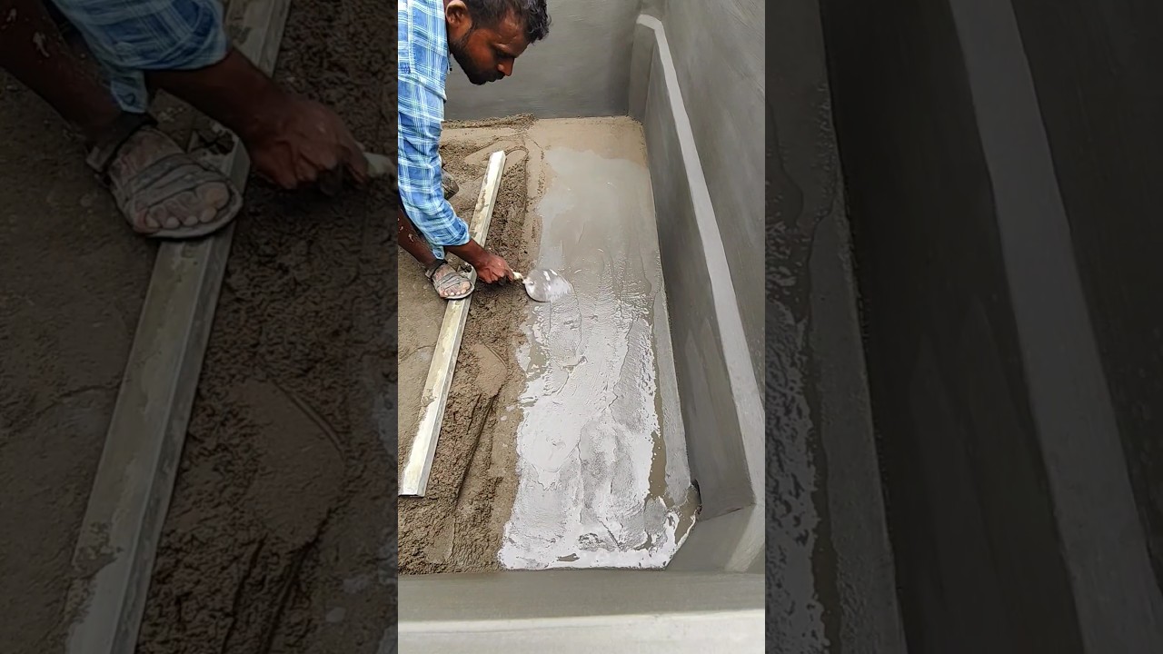 Water tank floor cement plaster ❤️👍 #shorts #shortsfeed #construction #cementplaster #plaster