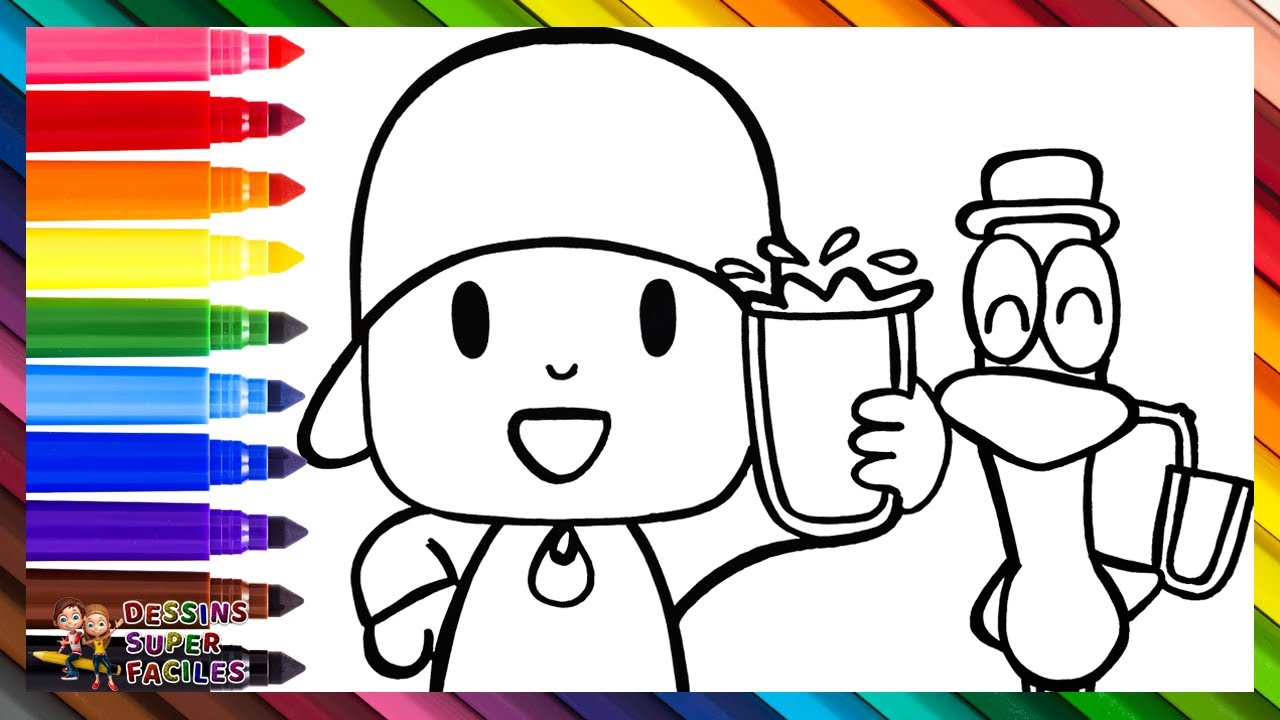 Dessiner et Colorier Pocoyo et Pato 👶🦆🚰💦🥛 Dessins pour Enfants