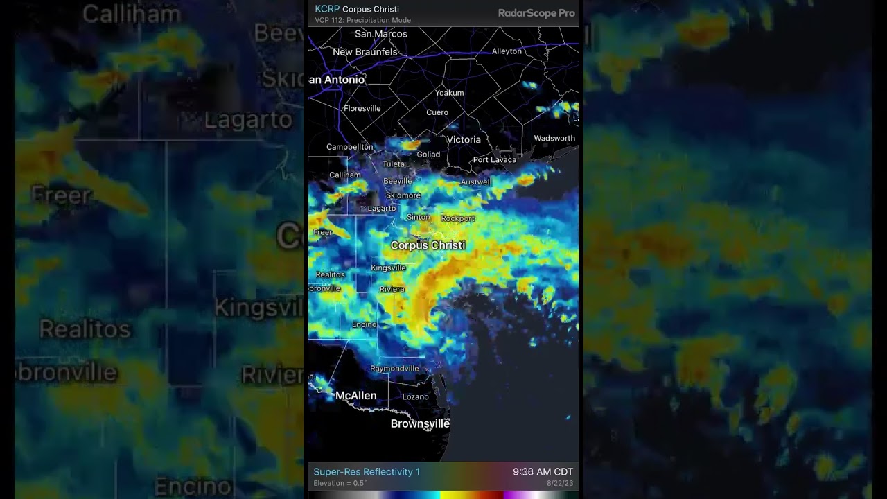 radar loop of Tropical Storm Harold making landfall! #txwx