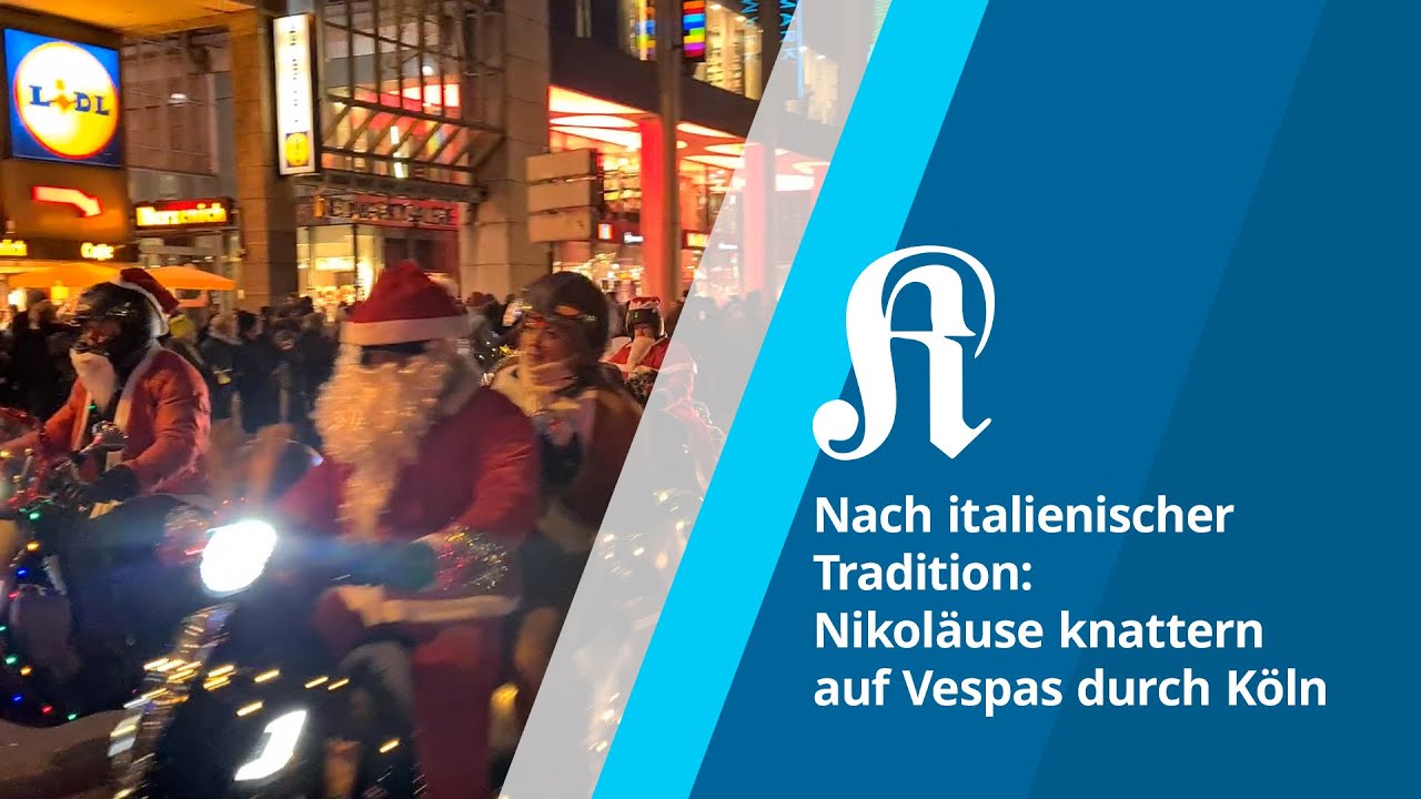 Nach italienischerTradition: Nikol&auml;use knattern auf Vespas durch K&ouml;ln