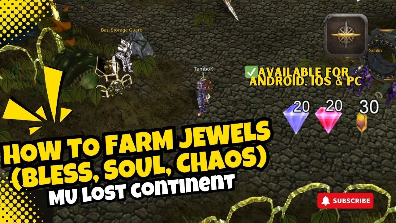 How to obtain & farm Jewels (Bless, Soul,  Chaos) -  MU Lost Continent