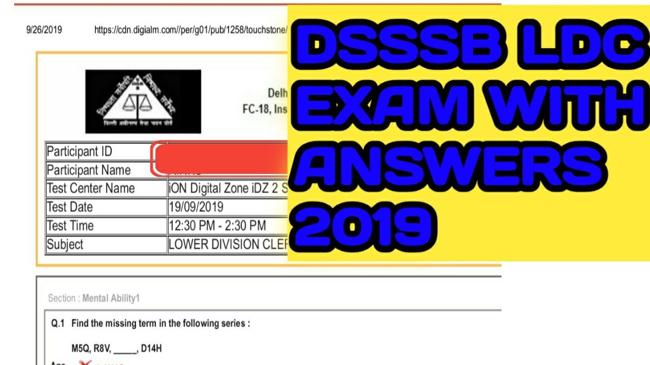 Dsssb Lower division clerk exam pepar with answers 2019