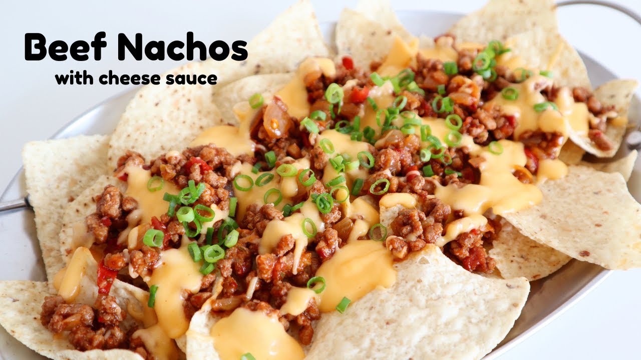 BEEF NACHOS WITH CHEESE SAUCE RECIPE | LOADED BEEF NACHOS