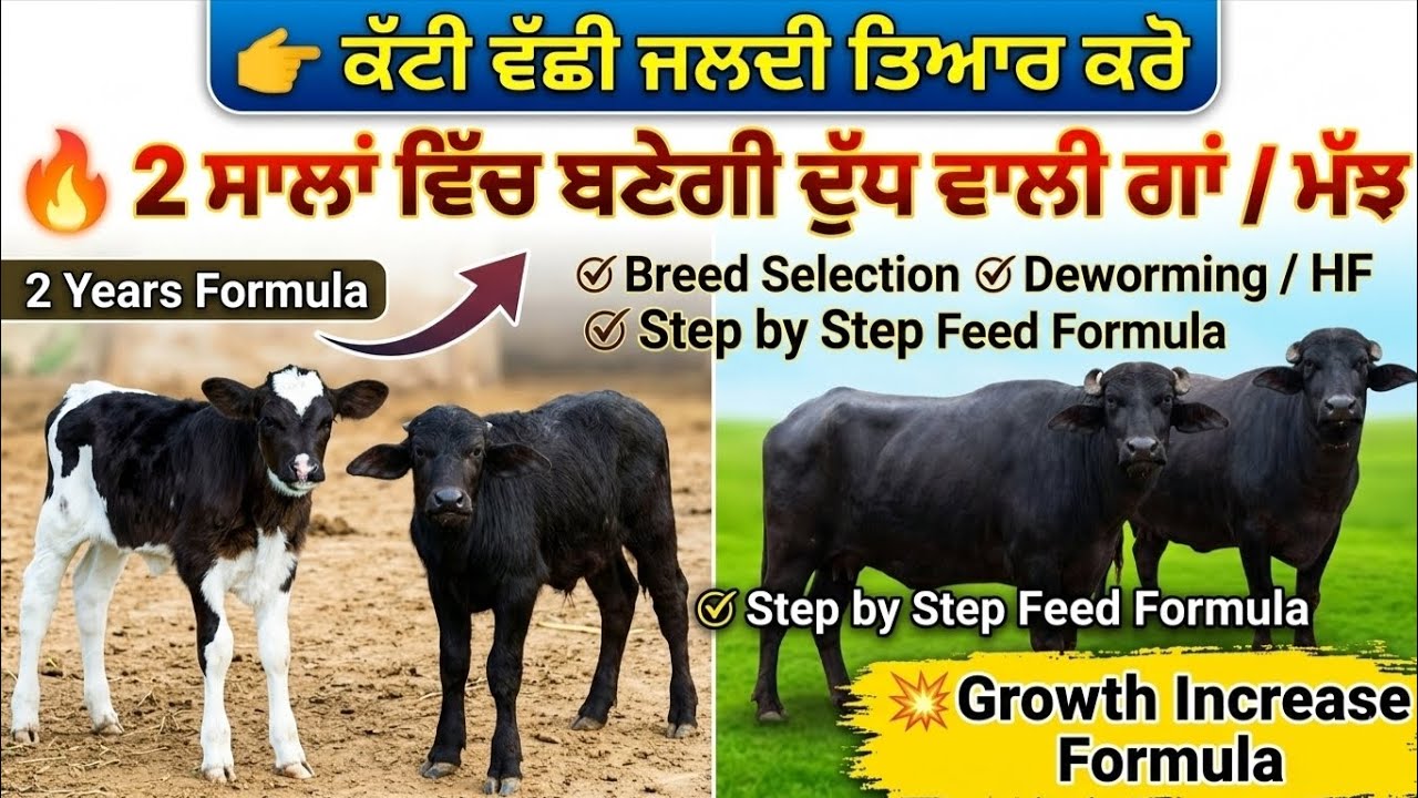 ਕੱਟੀਆਂ ਵੱਛੀਆਂ ਨੂੰ ਜਲਦੀ ਕਰੋ ਤਿਆਰ | ਕੱਟੀ ਵੱਛੀ ਦੋ ਸਾਲਾਂ ਦੇ ਅੰਦਰ ਤਿਆਰ ਕਰਨ ਦਾ ਦੇਸੀ ਨੁਕਤਾ | #calf #growth