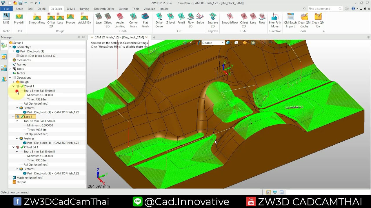 สอนการใช้งาน ZW3D CAM 3X การกัดละเอียด ฟังก์ชั่น Finish EP 1