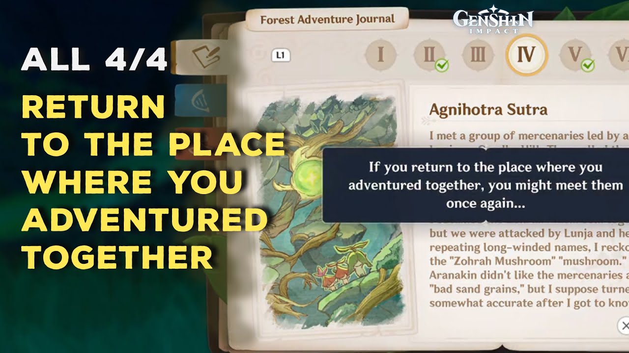 If you return to the place where you adventured toghether || Forest Adventure Journal Genshin Impact
