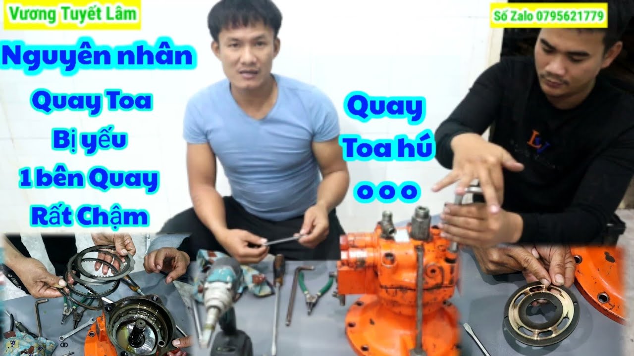 Quay toa yếu một bên.Nguyên nhân bơm quay toa hú.Vào tải bơm hú to. Quay toa quay ko được