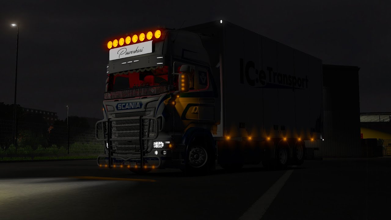 Scania R730 V8 Drive+interior+sound+skin+Trailer+ open pipe (1.37)
