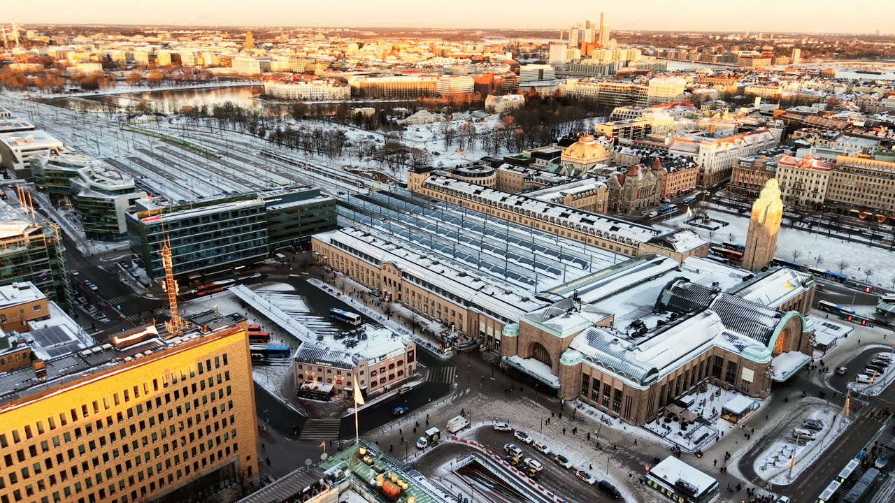 Helsinki Kansalaistori, Railway Station and Töölönlahti, January 2026 (Colours of Winter),Mini 5pro