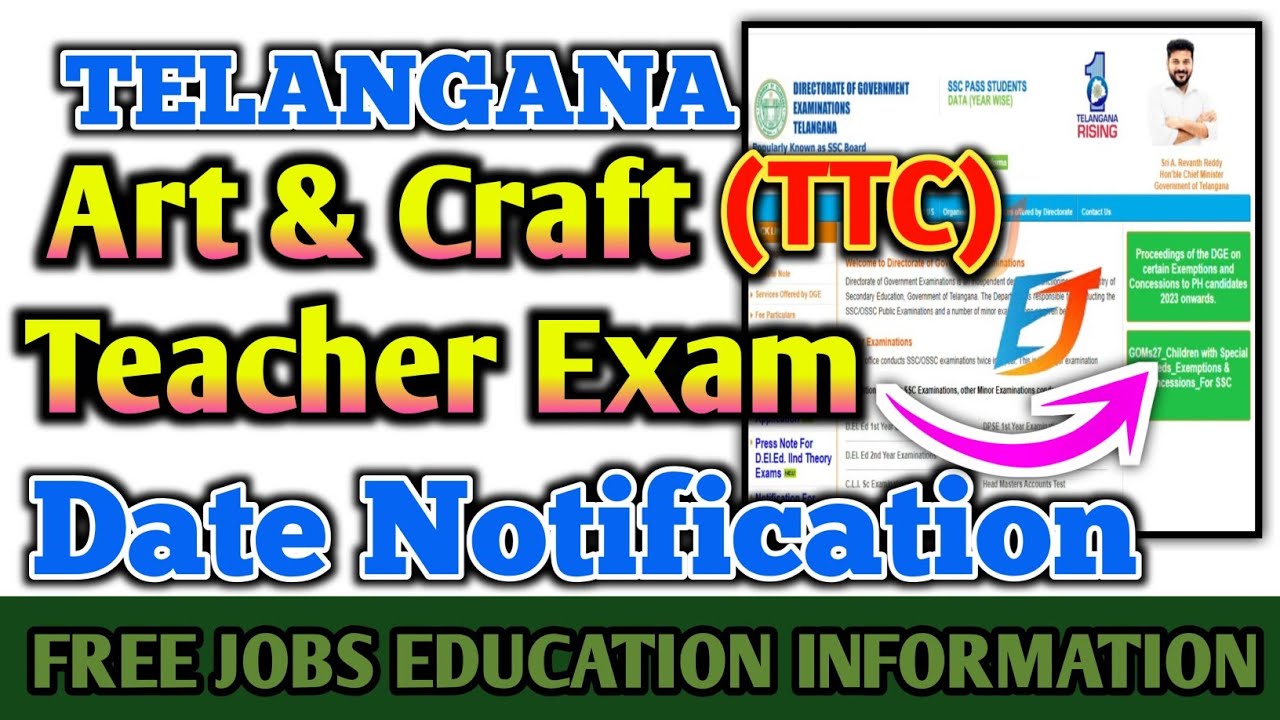 Telangana Art & Craft TTC Exam Date Notification 2025 II Technical Teacher Certificate  Exam