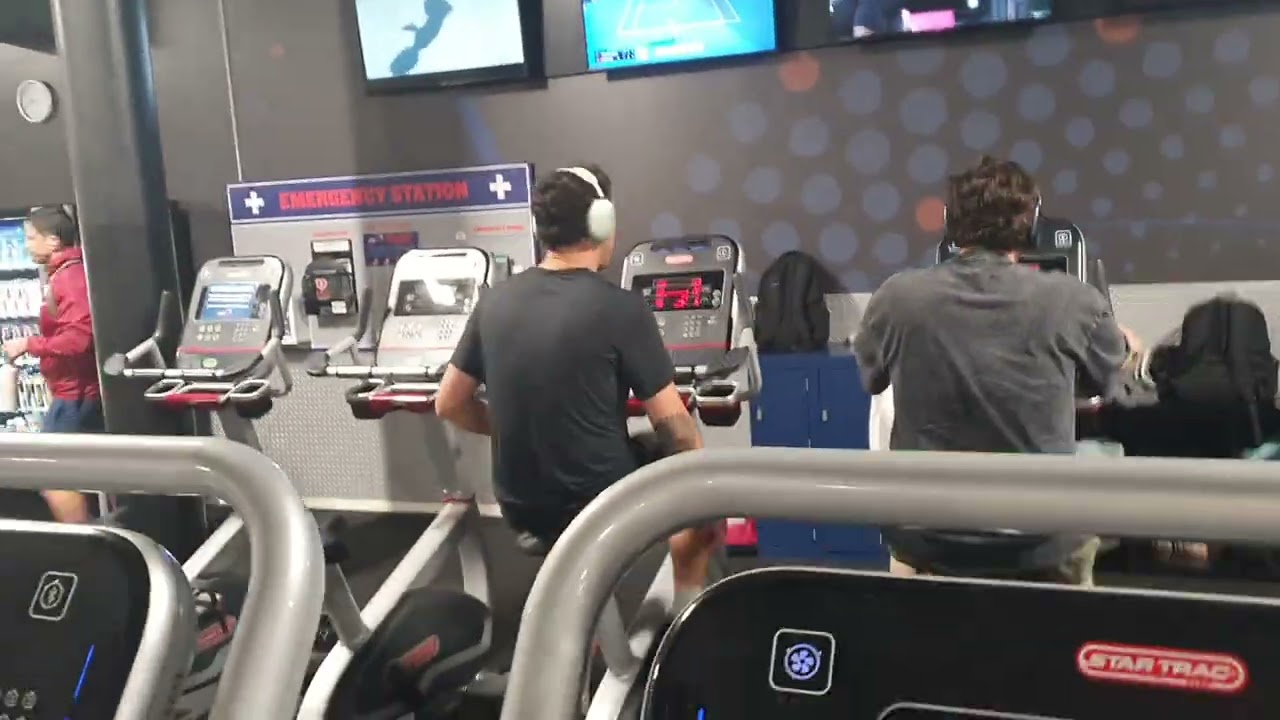 Running in city fitness center.Auckland in New Zealand .