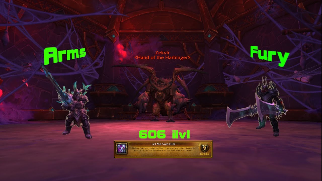 Let me Solo Him - Warrior Arms & Fury - 606 ilvl - Solo Zekvir Tier ?? - The War Within - WoW
