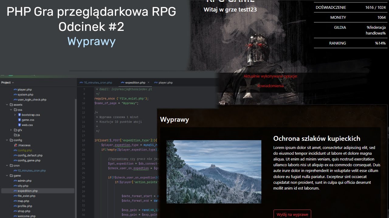 PHP Gra przeglądarkowa RPG #2 – Wyprawy