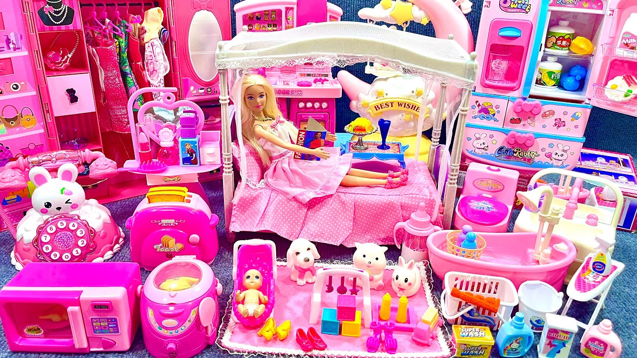 11 Minutes Satisfying with Unboxing Barbie Princess Bedroom & Kitchen Cooking Set ASMR | Review Toys