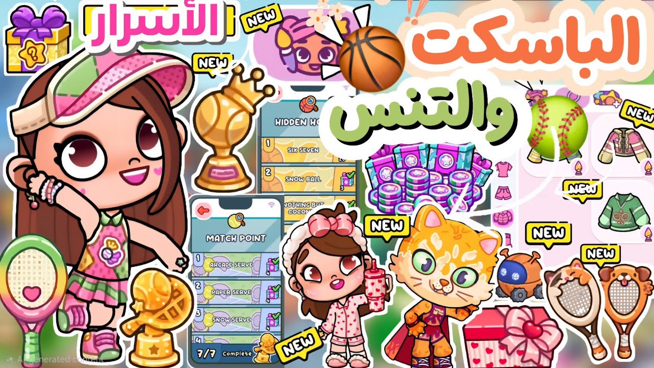 أسرار جمع العملات في التحديث الجديد 🏀🎾 ملعب التنس وملعب الباسكت 🤯 عملات وباقات مجا.نيه avatar world 