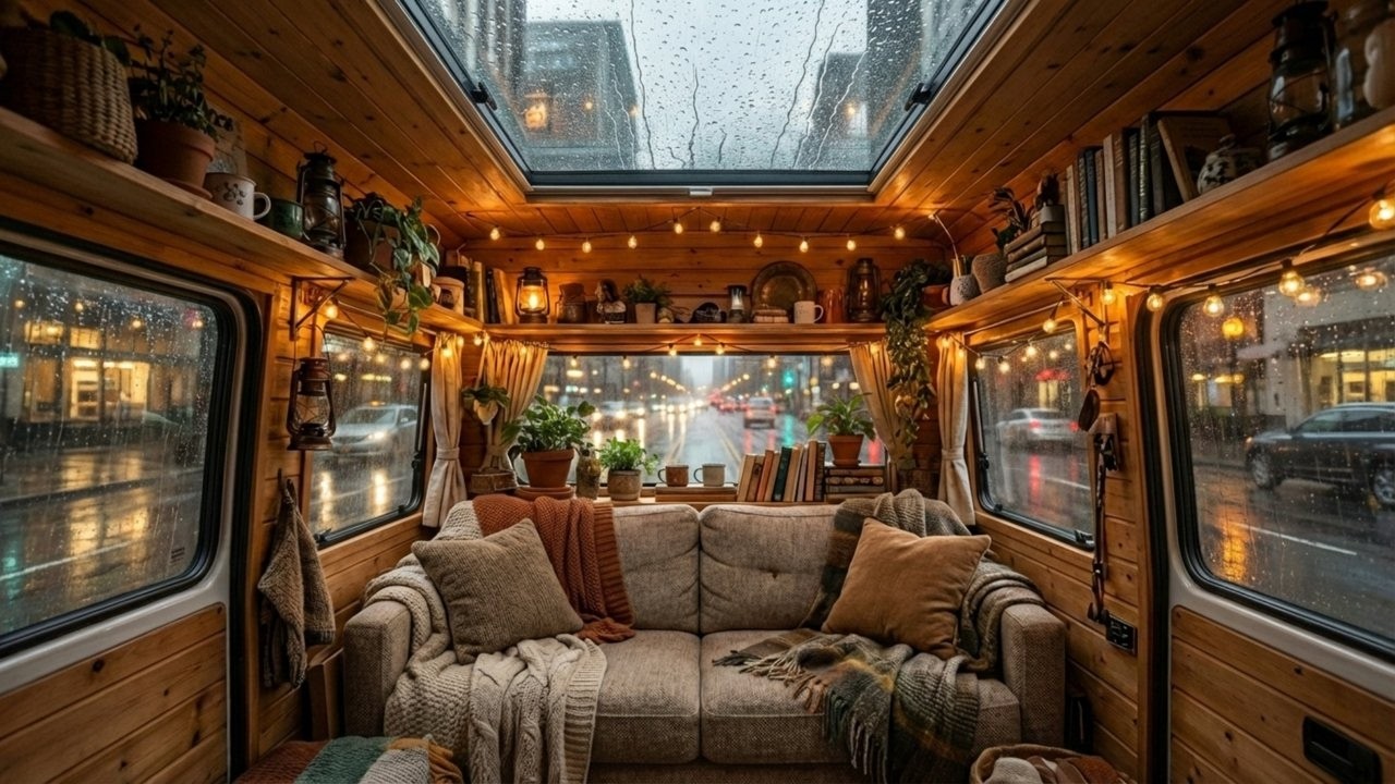 Stopping in the Middle of the City 🌧️ Cozy Van Rain ASMR | Peace Amidst Chaos