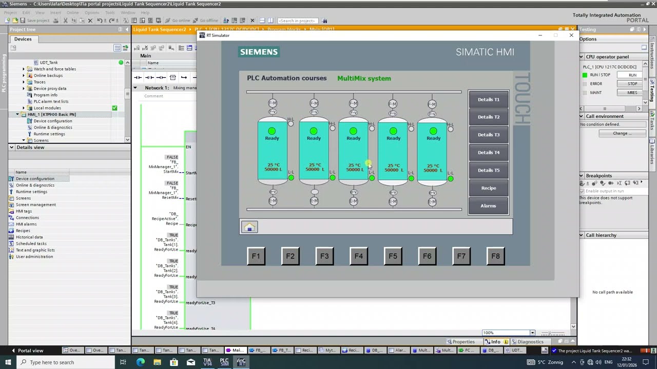 Siemens tia portal-Testing PLC Architecture with UDTs | Siemens TIA Portal S7-1200 (Part 11)