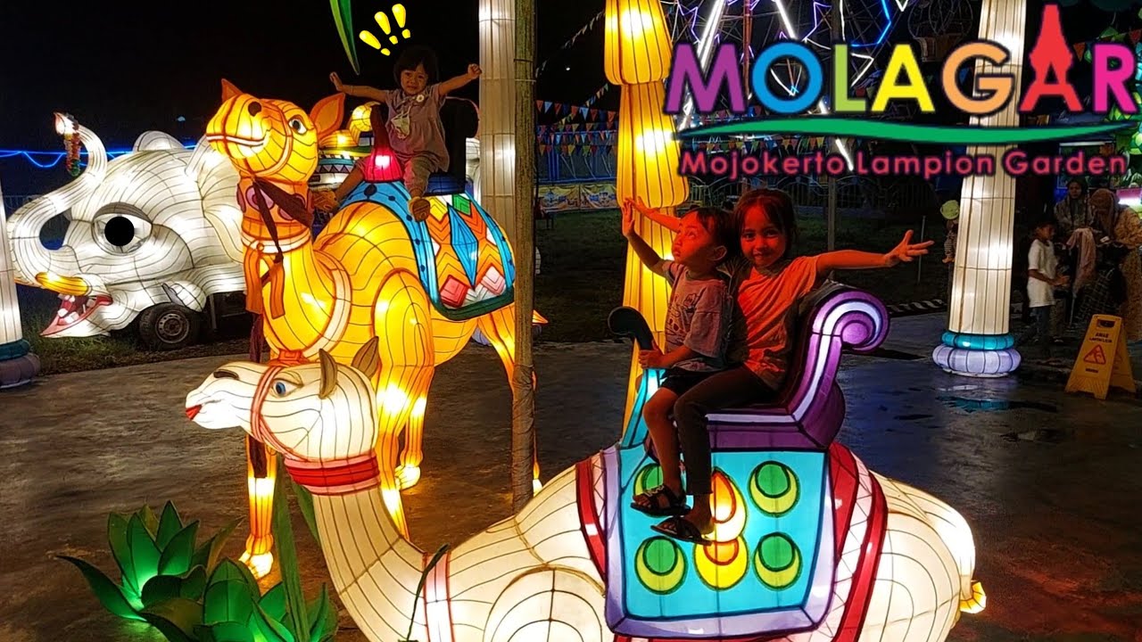 Sabil Bermain di Taman Lampion | Wisata malam di Pacet, Mojokerto Lampion Garden