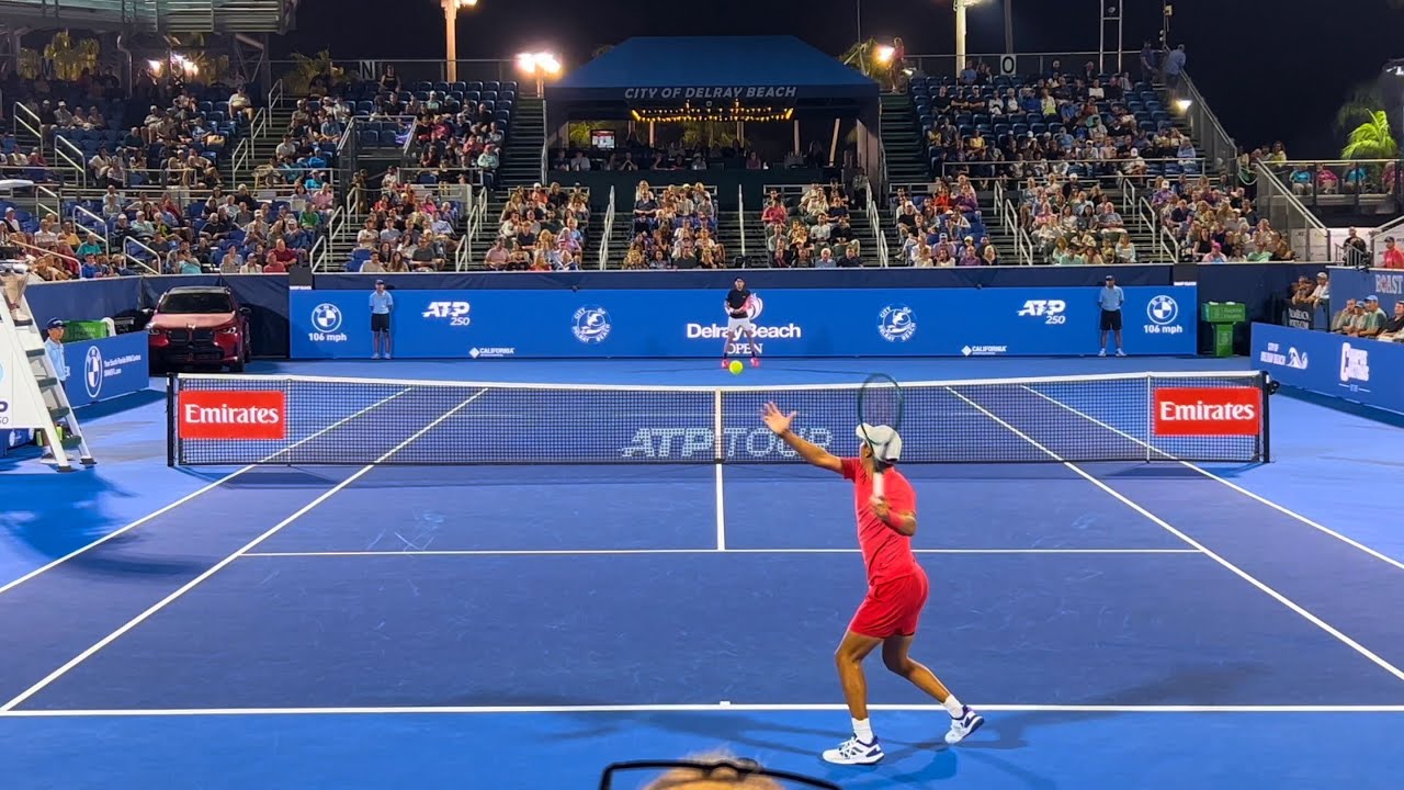 Learner Tien vs Matteo Arnaldi Delray Beach Court Level View [4K 60FPS]