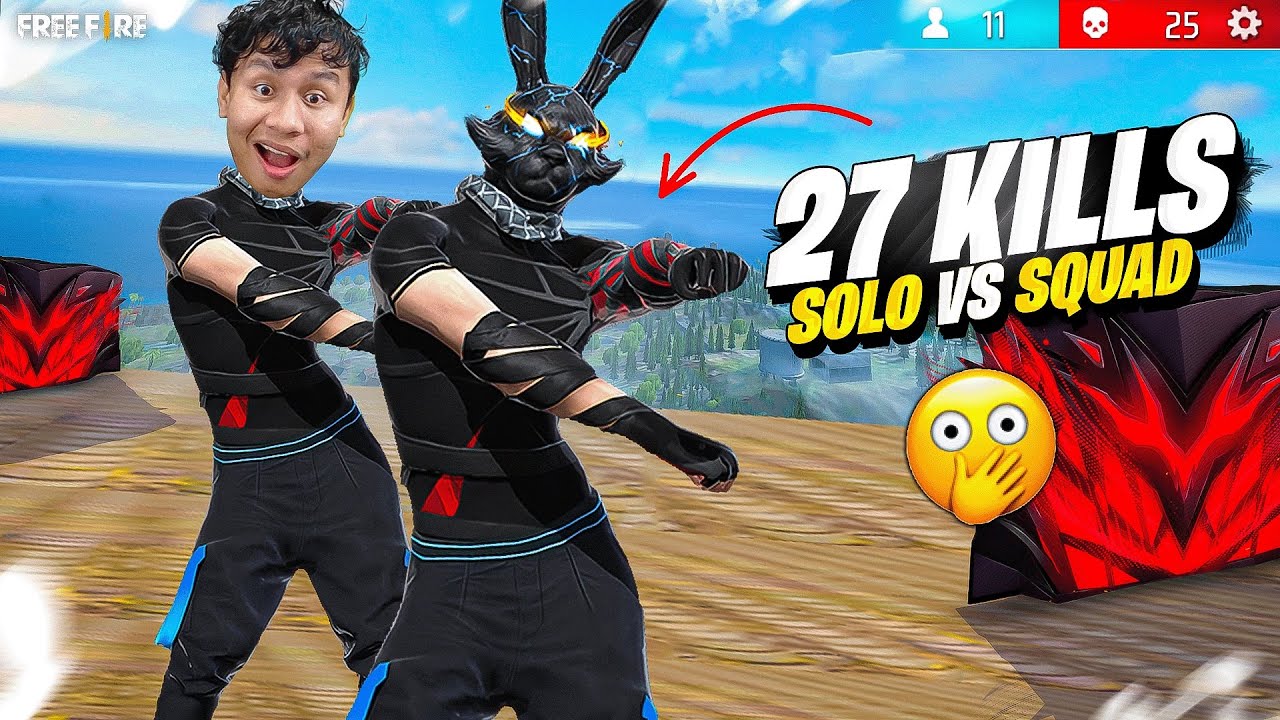 27 Kills Solo Vs Squad Gameplay with Black Bunny 🐰 Tonde Gamer - Free Fire Max