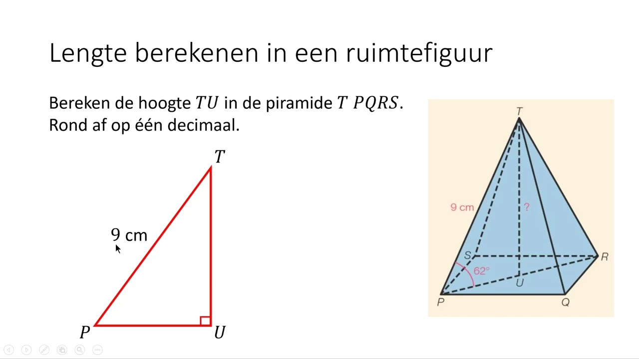 Lengte berekenen in een ruimtefiguur (4 VMBO-KGT)