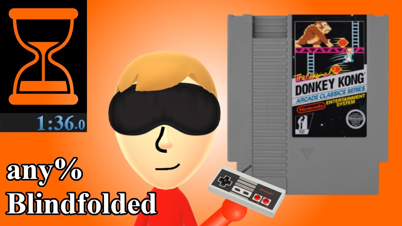 [Blindfolded] Speedrun: Donkey Kong (NES) | any% - 1 Loop (Game A) [1:36]