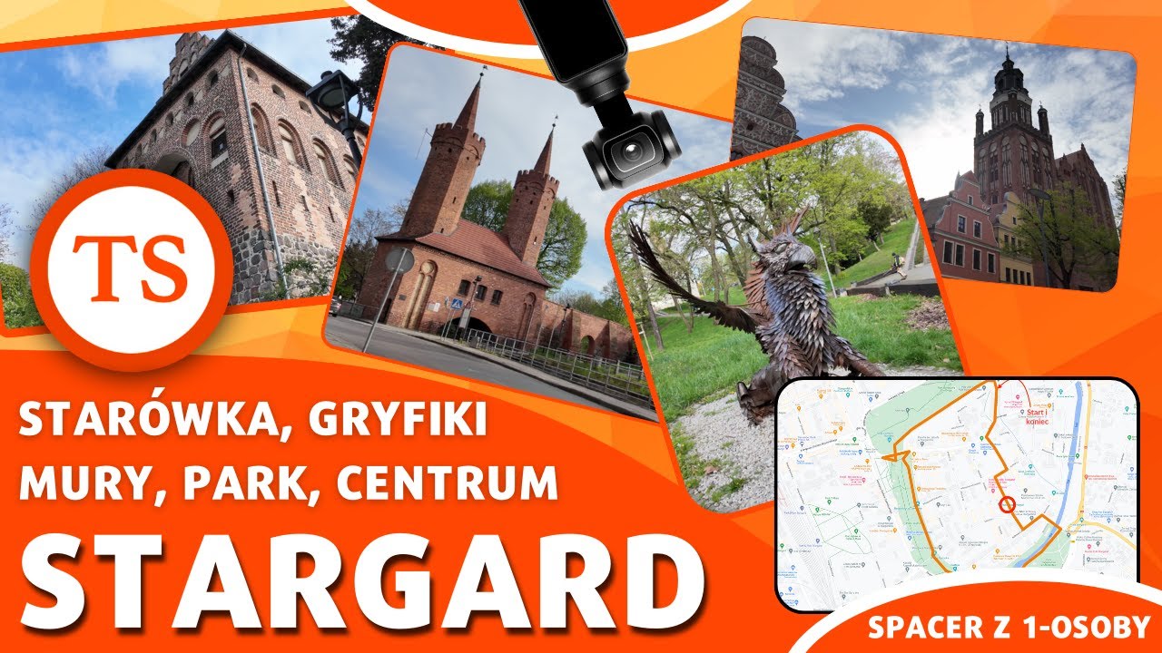 Stargard - spacer po centrum, starówka, mury obronne - walkingtour 4K 2024