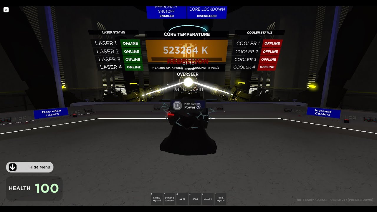 Roblox NBTF Overseer explodes core!!!!  (Epic crew)